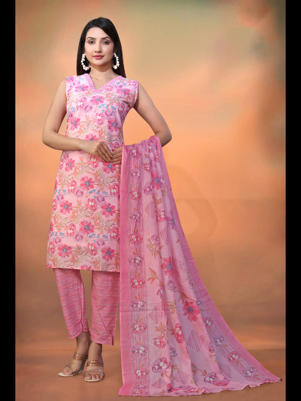 Pink Cambric Cotton Pant Suit Acy1400