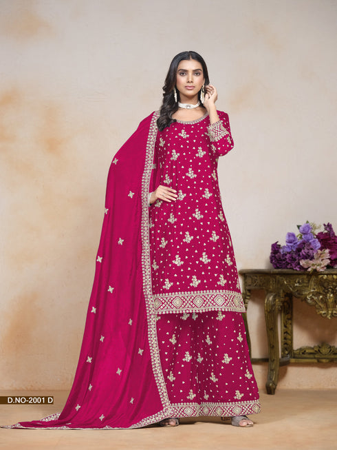 Pink Chinon Palazzo Suit Acy1406