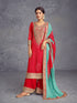 Red Chinon Palazzo Suit Acy1436
