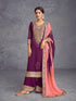 Purple Chinon Palazzo Suit Acy1438