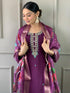Purple Viscose Chanderi Pant Suit Acy1440 Closure View