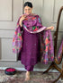 Purple Viscose Chanderi Pant Suit Acy1440 Back View