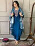 Teal Blue Viscose Chanderi Pant Suit Acy1441