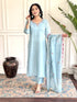 Sky Blue Viscose Chanderi Pant Suit Acy1442