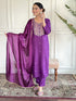 Purple Rayon Slub Pant Suit Acy1446