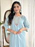 Sky Blue Viscose Chanderi Pant Suit Acy1447 Closure View