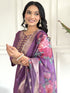 Purple Viscose Chanderi Pant Suit Acy1448 Closure View