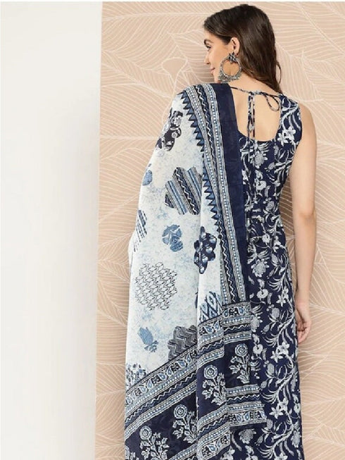 Navy Blue Viscose Pant Suit Acy1537 Closure View