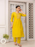 Mustard Viscose Pant Suit Acy1538 Closure View
