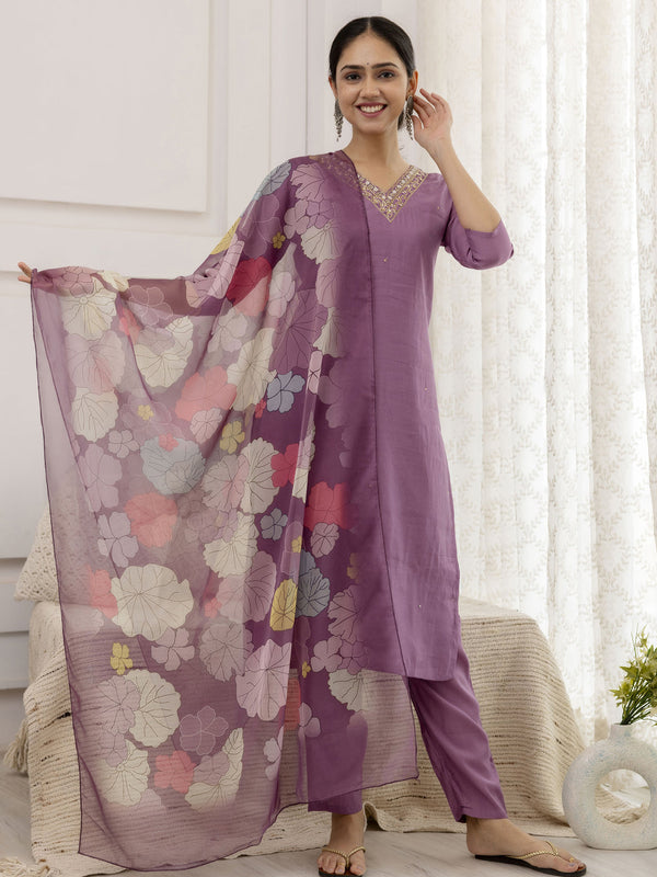 Purple Viscose Pant Suit Acy1539