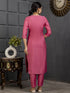 Pink Viscose Pant Suit Acy1540 Closure View