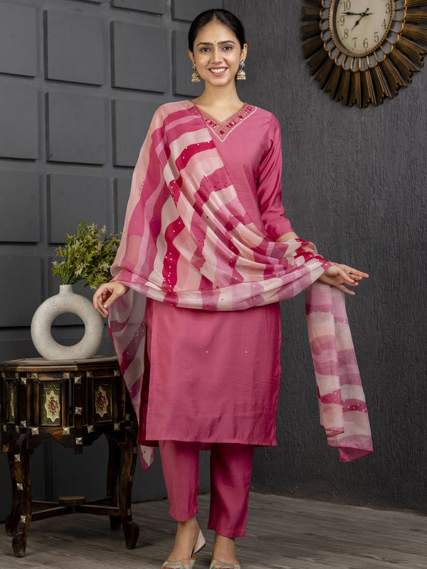 Pink Viscose Pant Suit Acy1540