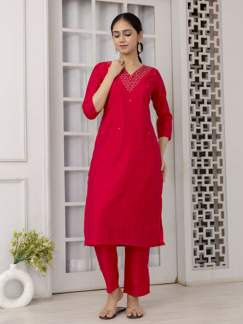 Rani Pink Viscose Pant Suit Acy1541 Back View