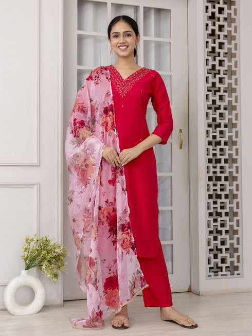 Rani Pink Viscose Pant Suit Acy1541