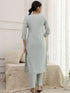 Sky Grey Viscose Pant Suit Acy1542 Closure View