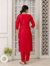 Red Viscose Pant Suit Acy1543 Closure View