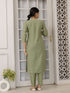 Pista Green Viscose Pant Suit Acy1544 Closure View
