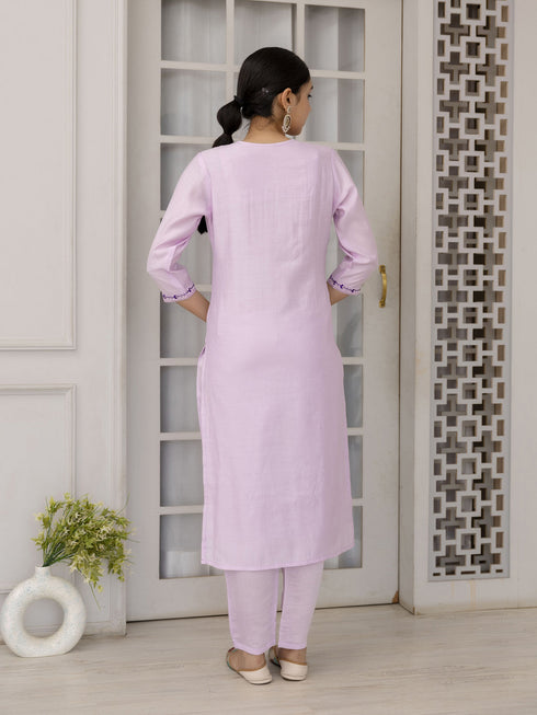 Lavendar Viscose Pant Suit Acy1546 Closure View