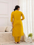 Mustard Viscose Pant Suit Acy1547 Closure View