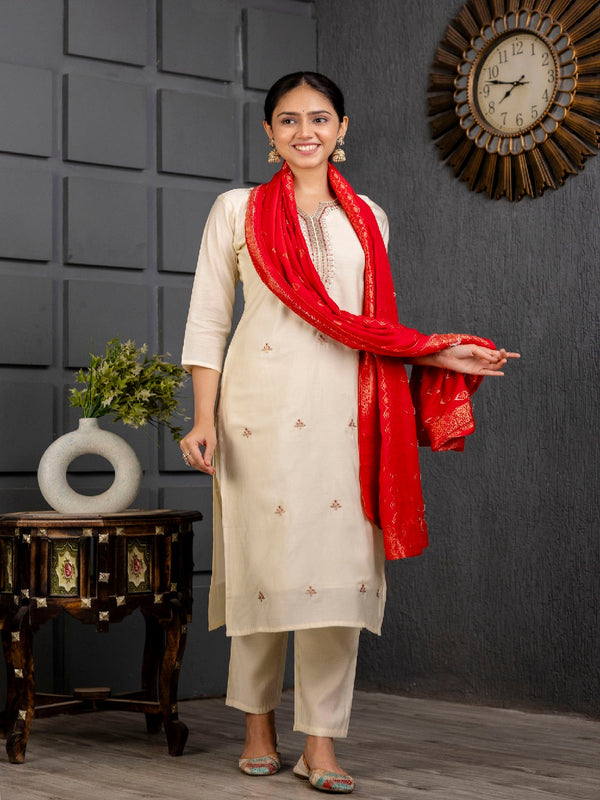 Cream Viscose Pant Suit Acy1548