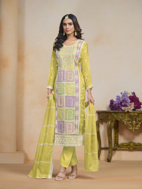 Yellow Organza Pant Suit Acy1652