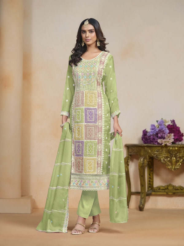 Green Organza Pant Suit Acy1654