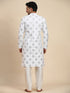 White Kurta Cotton payjama Closure View