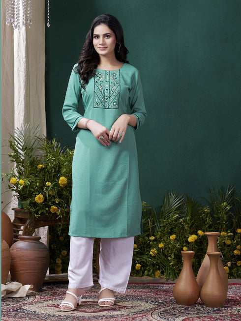 Sea Green Maaza Cotton Pant Suit Acy1796