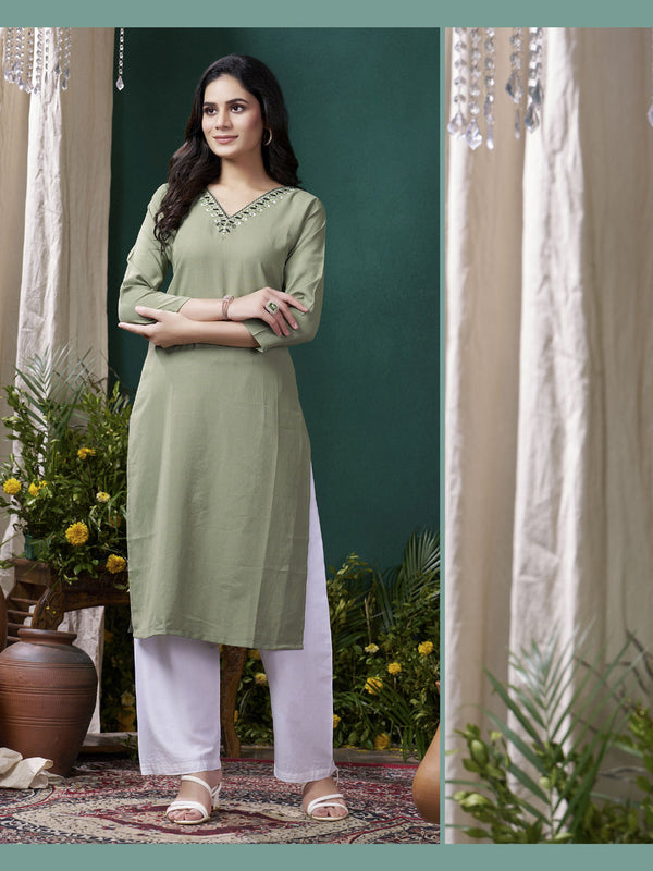 Green Maaza Cotton Pant Suit Acy1797