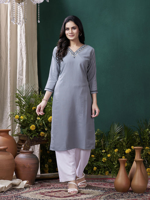 Grey Maaza Cotton Pant Suit Acy1799