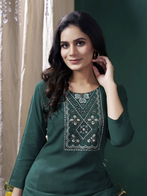 Green Maaza Cotton Pant Suit Acy1801 Closure View