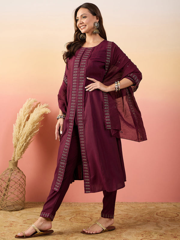 Maroon Silk Pant Suit Acy1822