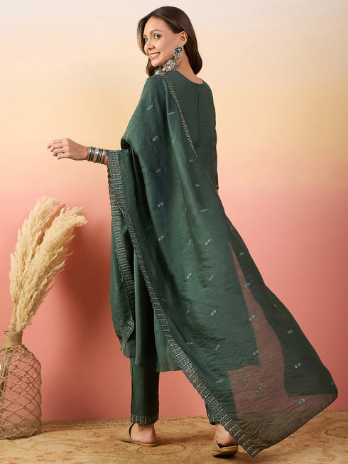 Green Silk Pant Suit Acy1823 Closure View