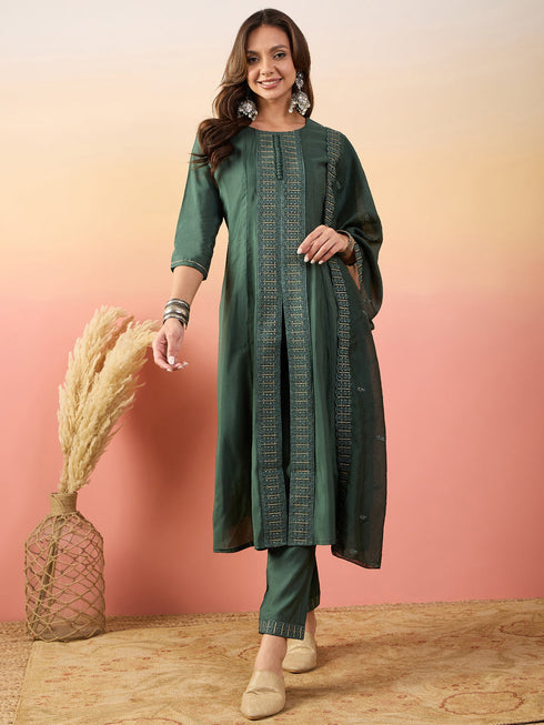 Green Silk Pant Suit Acy1823