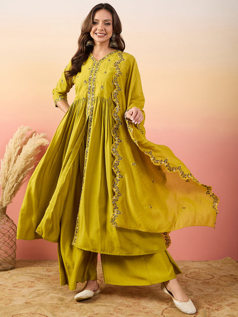 Yellow Silk Pant Suit Acy1827