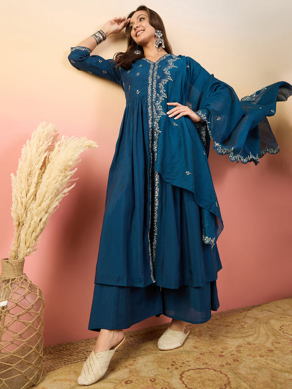 Blue Silk Pant Suit Acy1829