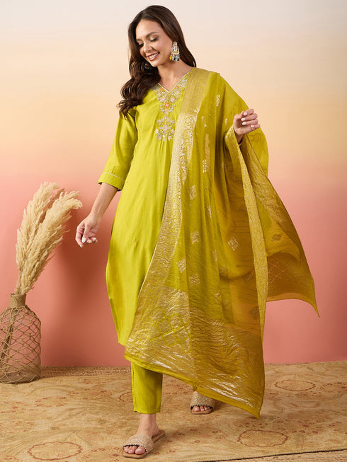 Yellow Silk Pant Suit Acy1832
