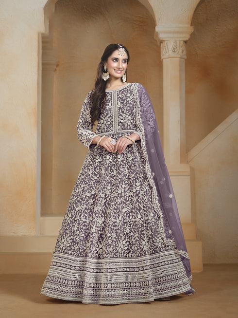 Purple Net Anarkali Dress Acy1842