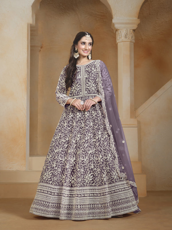 Purple Net Anarkali Dress Acy1842