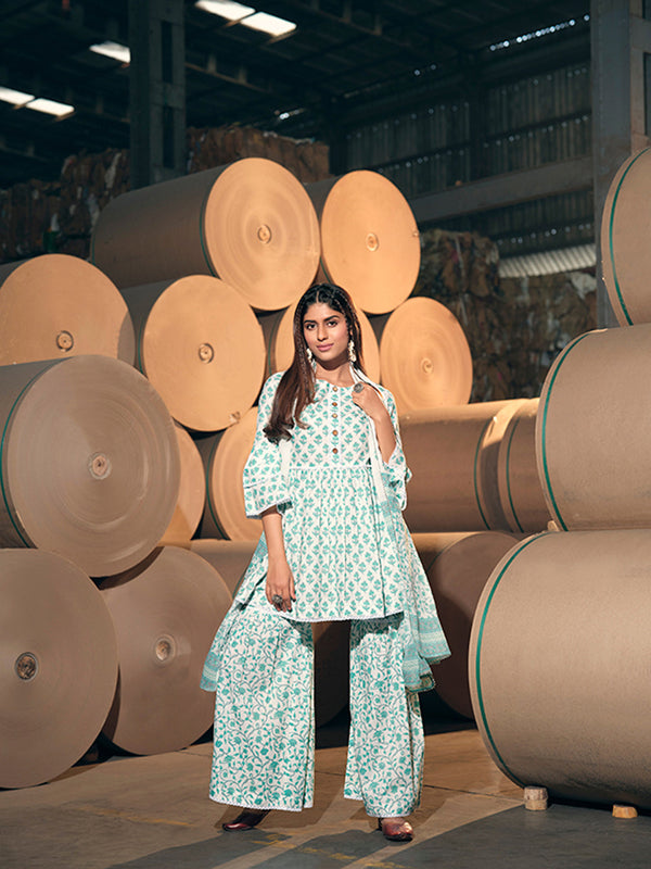 Blue Cotton Palazzo Suit Acy2935