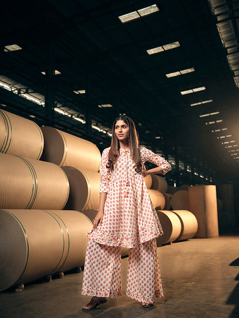 Pink Cotton Palazzo Suit Acy2938