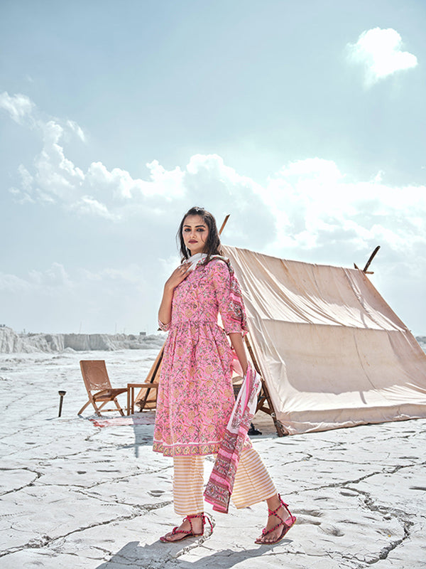 Pink Cotton Palazzo Suit Acy2939