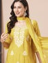 Yellow Viscose Chanderi Pant Suit Acy2975 Back View