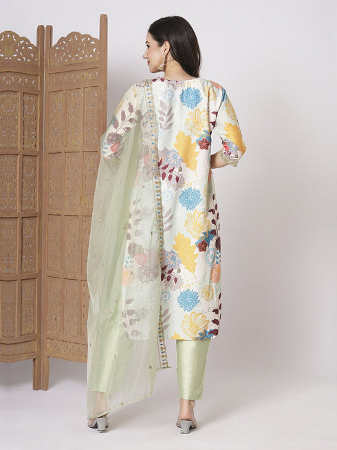 Cream Muslin Pant Suit Acy2977 Closure View