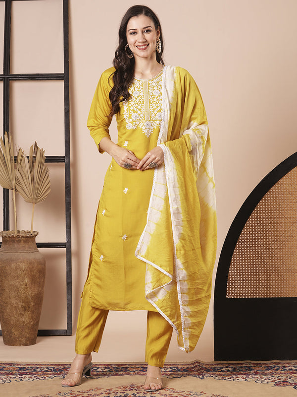Mustard Pv Chanderi Pant Suit Acy2980