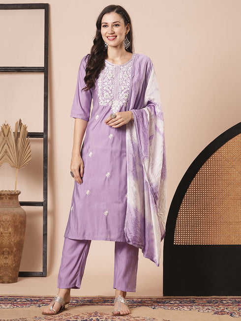 Purple Pv Chanderi Pant Suit Acy2981