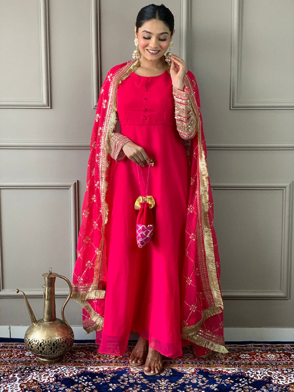 Pink Georgette Anarkali Suit Acy3046