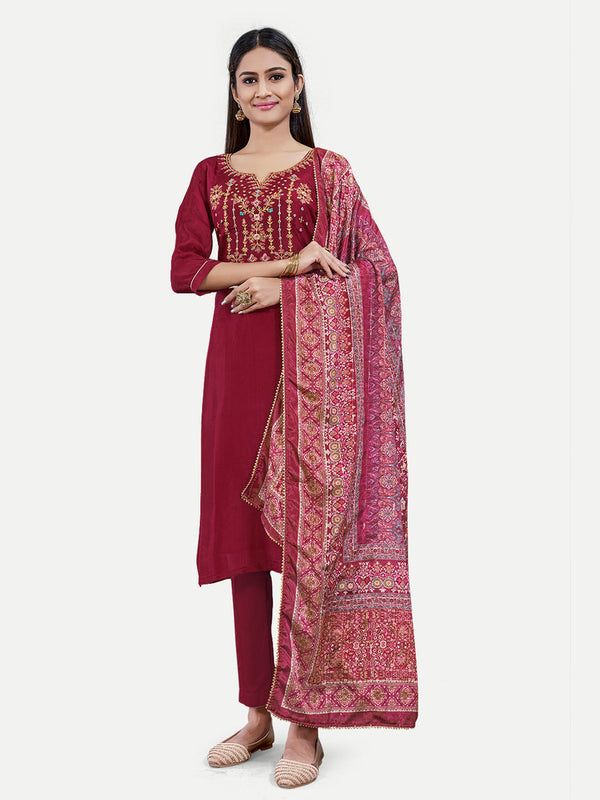 Maroon Upada Silk Salwar Suit Acy6875