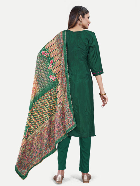 Bottel Green Upada Silk Salwar Suit Acy6876 Closure View