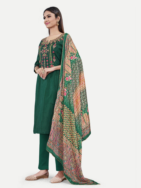 Bottel Green Upada Silk Salwar Suit Acy6876 Salwar Kameez